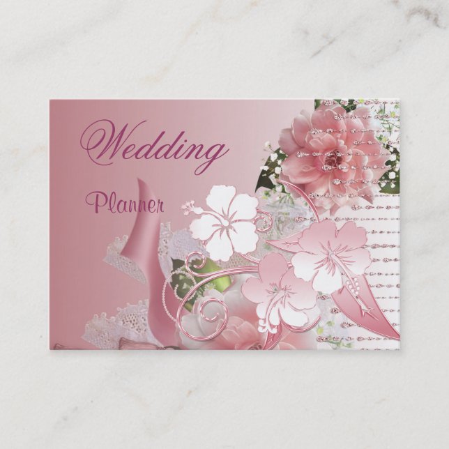 Carte de visite organisatrice de mariage rose (Devant)