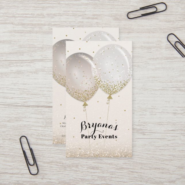 Carte De Visite Organisatrice de soirée Rose Gold & Glitter Rose B (Devant/Arrière en situation)