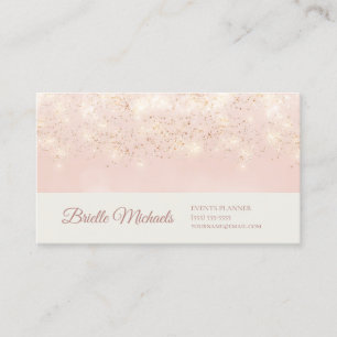 Carte De Visite Organisatrice d'événements Paillettes Rose Doré