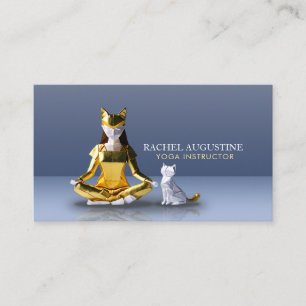 Carte De Visite Origami Gold Foil Yoga Méditer Catwoman and Cat
