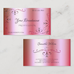 Carte De Visite Ornat ornemental rose et vert brillant