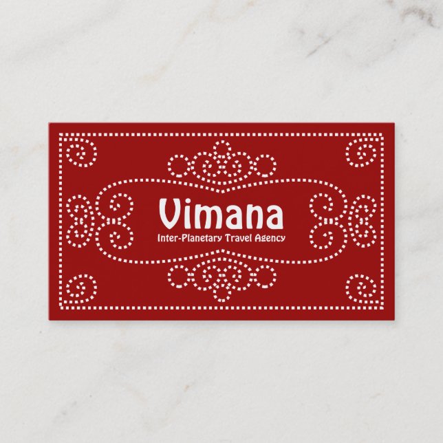Carte De Visite Ornement - Blanc sur Maroon 990000 (Devant)