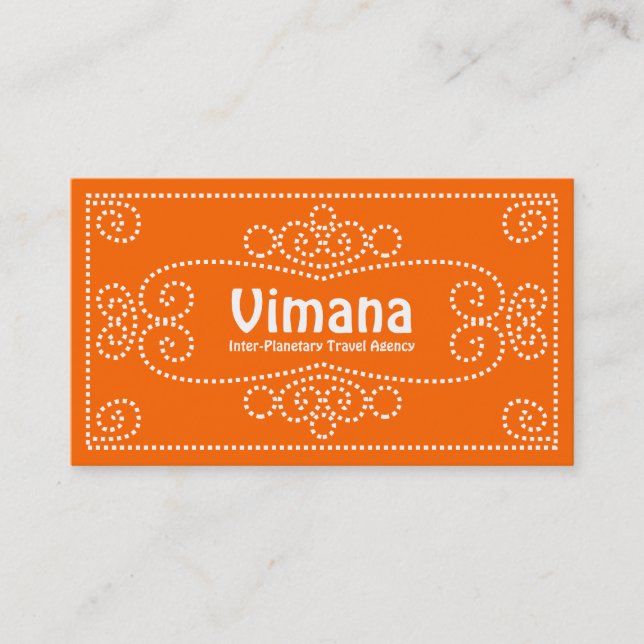 Carte De Visite Ornement - Blanc sur Orange (Devant)