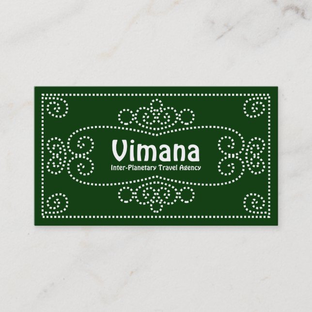 Carte De Visite Ornement - Blanc sur Vert foncé 003300 (Devant)
