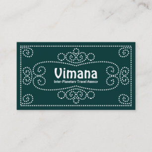 Carte De Visite Ornement - Blanc sur Vert foncé 003333