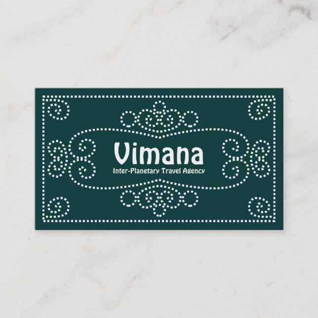 Carte De Visite Ornement - Blanc sur Vert foncé 003333 (Devant)