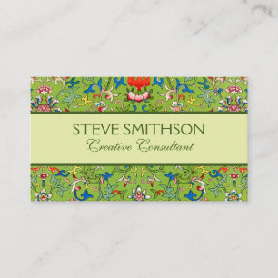 Carte De Visite Ornement chinois vintage Owen Jones vert floral