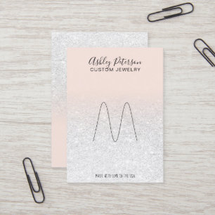 Carte De Visite Ornement de bijoux en parties scintillant blanche