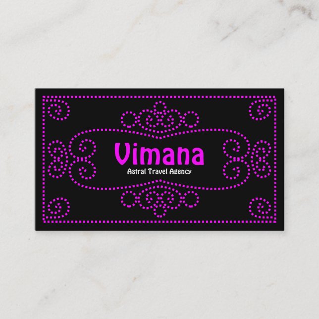 Carte De Visite Ornement - Magenta sur Noir (Devant)