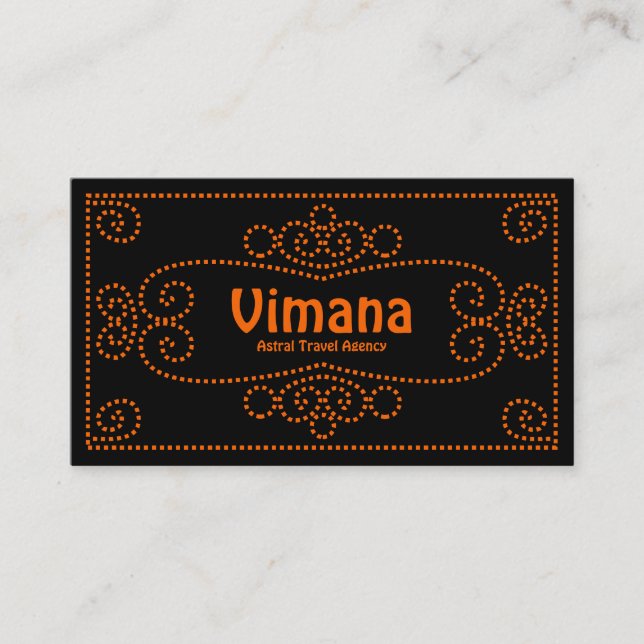 Carte De Visite Ornement - Orange sur Noir (Devant)