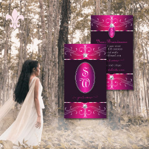 Carte De Visite Ornement rose violet bordeaux Ornat Paraphe Glam