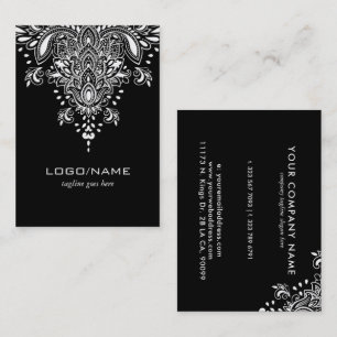 Carte De Visite Ornement Vintage en marguerite noire et blanche