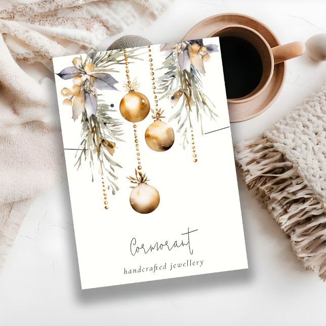 Carte De Visite Ornements de Noël Or Porte-Collier (Créateur téléchargé)