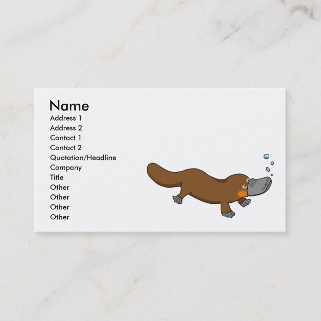Carte De Visite Ornithorynque canard-affiché par natation mignonne (Devant)