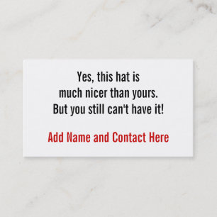 Carte De Visite Oui, ce casquette est plus intéressant….