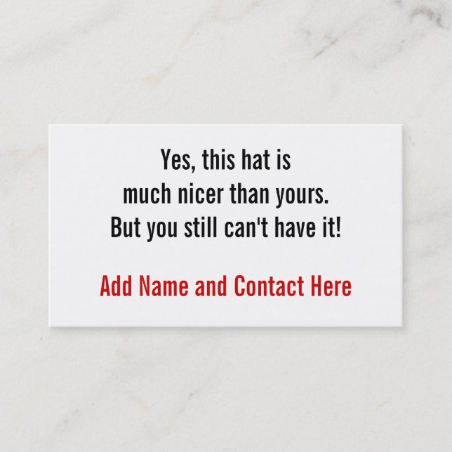 Carte De Visite Oui, ce casquette est plus intéressant…. (Devant)