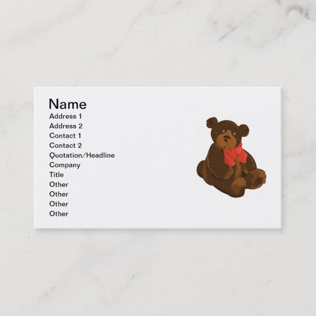 CARTE DE VISITE OURS DE NOUNOURS ADORABLE MIGNON (Devant)