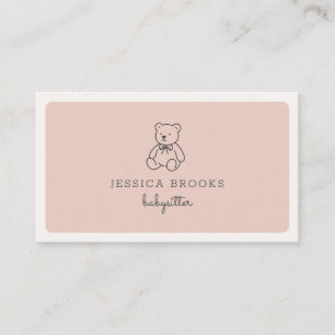 Carte De Visite ours en peluche, baby-sitter, garderie pour enfant