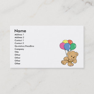 Carte De Visite Ours en peluche Ballon Anniversaire