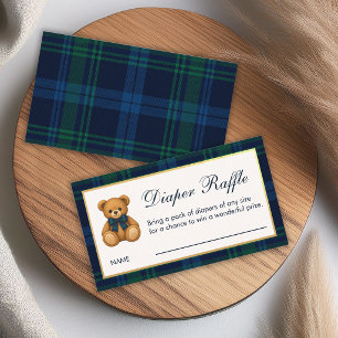 Carte De Visite Ours en peluche tombola couches bain bébé carreaux