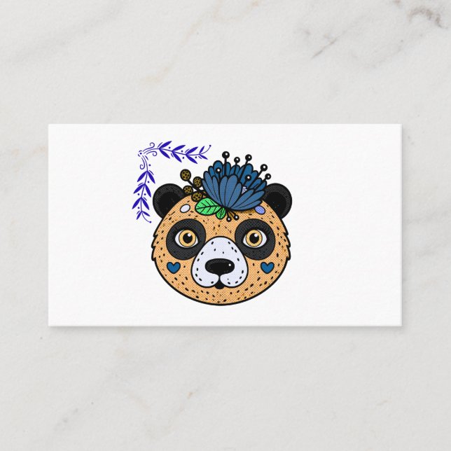 Carte de visite ours floral (Devant)