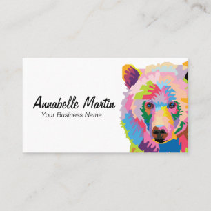 Carte De Visite Ours grizzli de pop art coloré