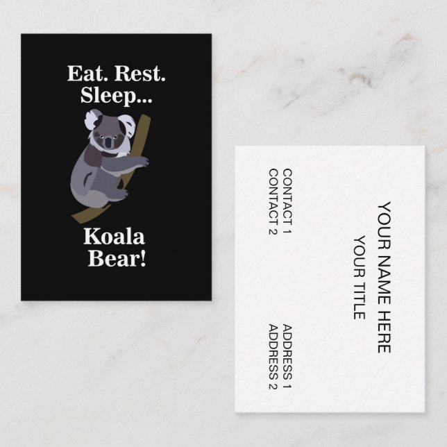 Carte De Visite Ours Koala Drôle (Devant / Derrière)
