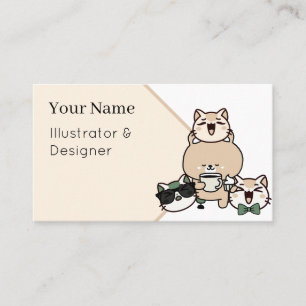 Carte De Visite Ours mignon avec prothèse de jambe, café et cupcak