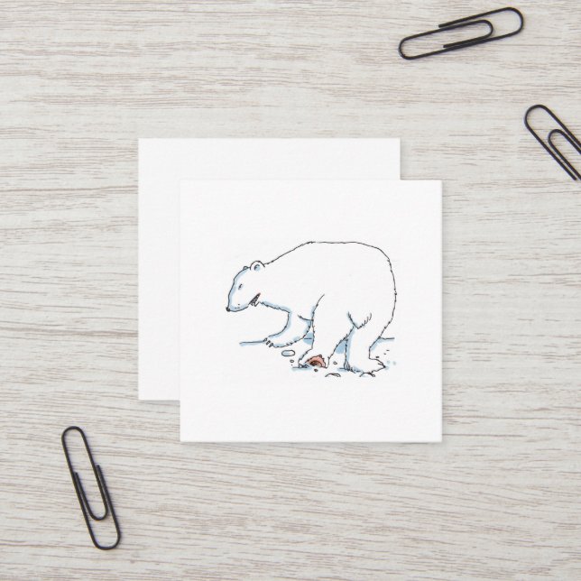 carte de visite ours polaire carré (Devant/Arrière en situation)