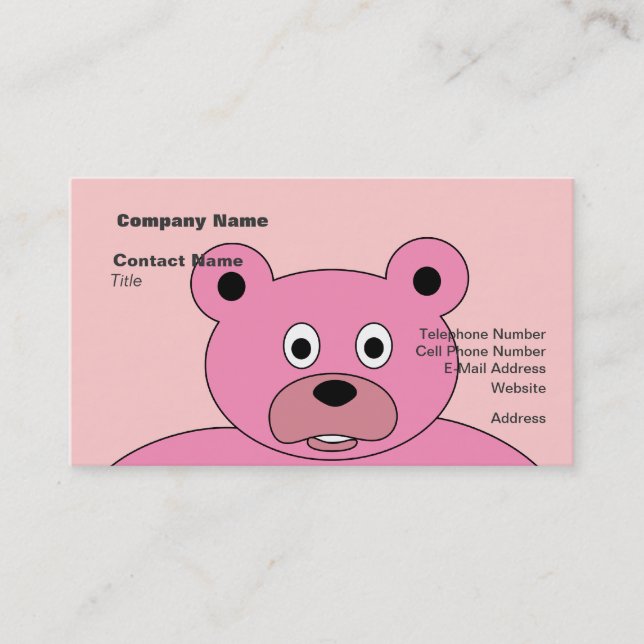 Carte De Visite Ours rose (Devant)