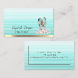 Carte De Visite Outil boulangerie florale Stripe Ombre