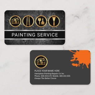 Carte De Visite Outil de peintre doré pour mur grunge gris
