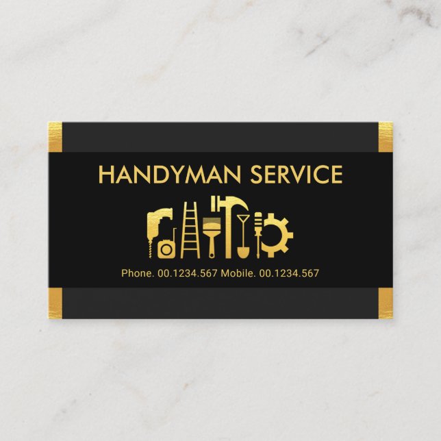 Carte De Visite Outil Handyman Tabs Or Design (Devant)