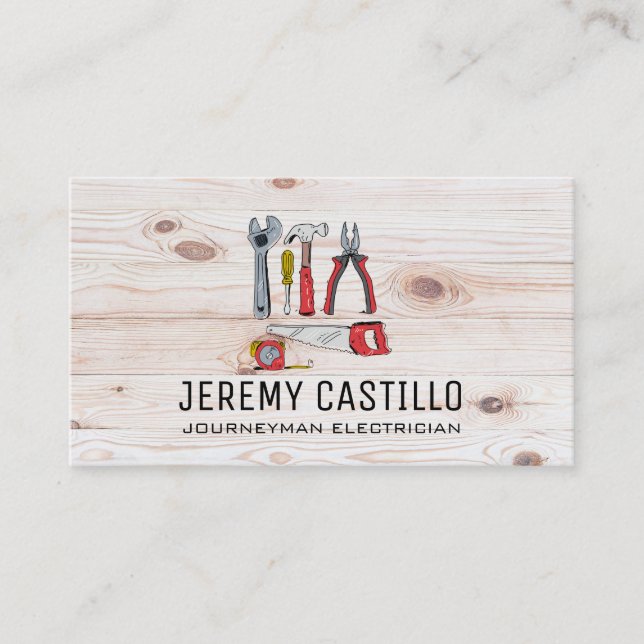 Carte De Visite Outils à main | Logo de quincaillerie | Planches d (Devant)