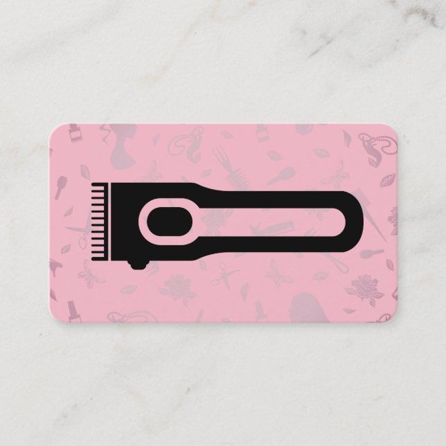 Carte De Visite Outils capillaires | Barbier | Fond rose (Devant)
