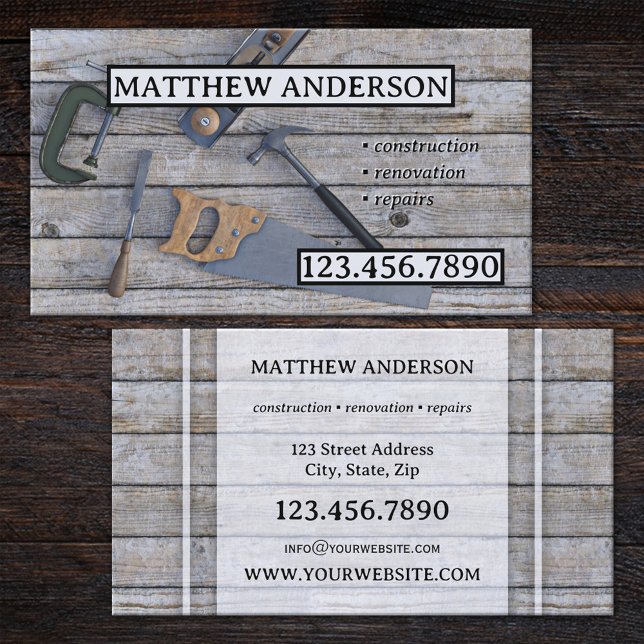 Carte De Visite Outils Construction Bois Rénovation (Créateur téléchargé)