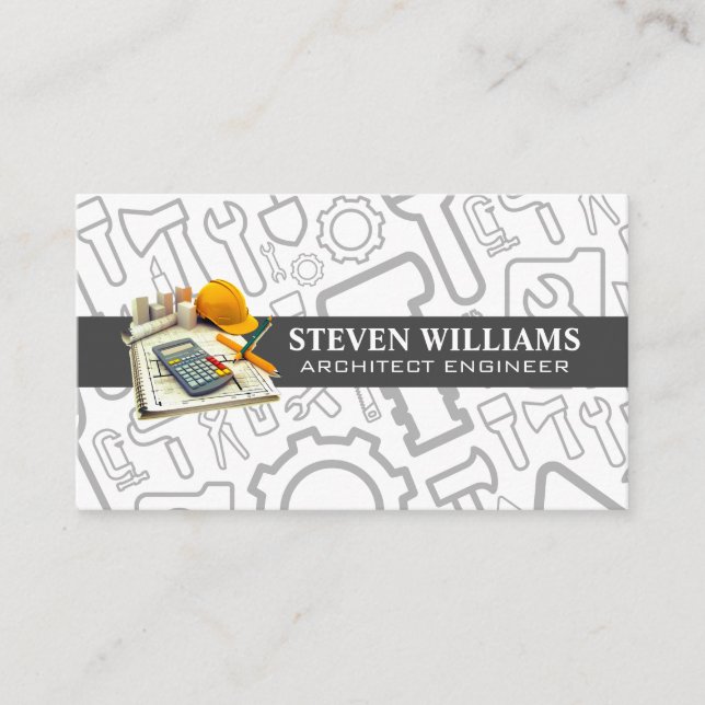 Carte De Visite Outils d'architecte | Ingénieur | Entrepreneur gén (Devant)