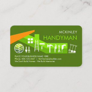 Carte De Visite Outils d'artisan paysagiste de bâtiment vert