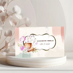 Carte De Visite Outils de boulangerie, Aquarelle Brush Stroke