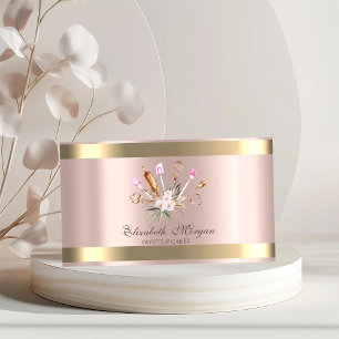 Carte De Visite Outils de boulangerie Fleurs Gold Stripe Rose Or