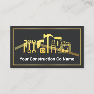 Carte De Visite Outils de bricoleur en or Cadre de construction