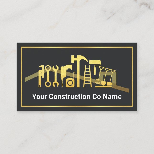 Carte De Visite Outils de bricoleur en or Cadre de construction (Devant)