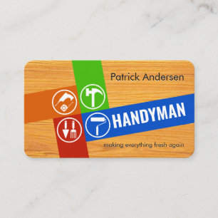 Carte De Visite Outils de bricoleur entrecroisés sur du bois