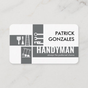 Carte De Visite Outils de bricoleur gris silhouette