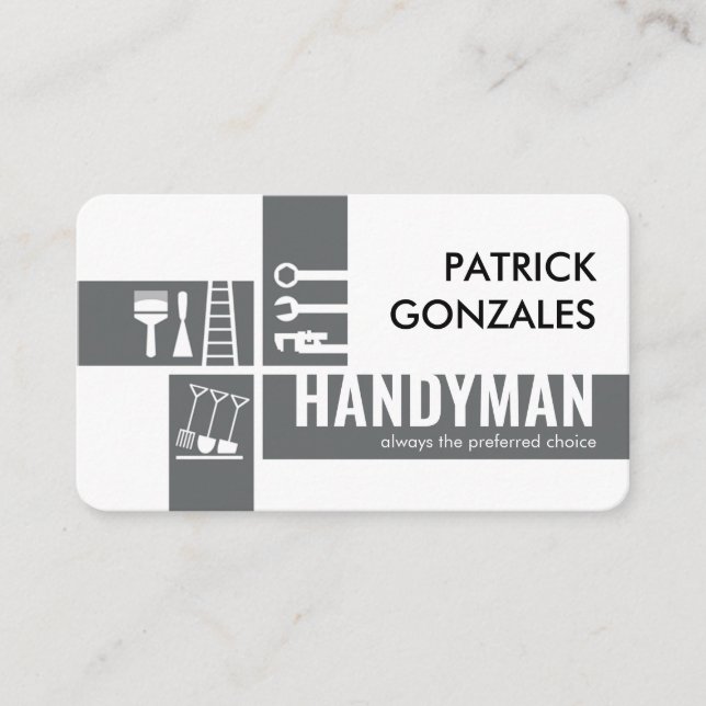 Carte De Visite Outils de bricoleur gris silhouette (Devant)
