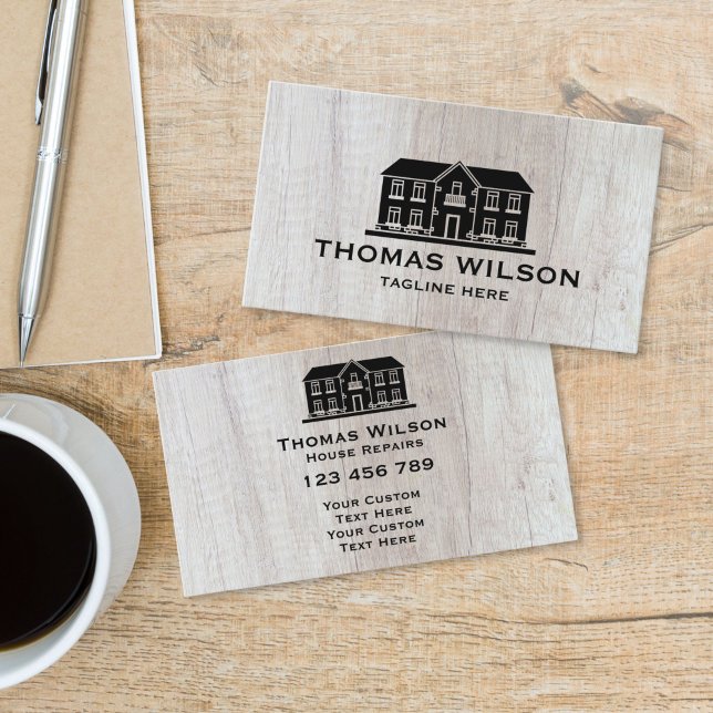 Carte De Visite Outils de charpentier bricoleur de construction mo (Modern Construction Handyman Carpenter Tools Wood Business Card)