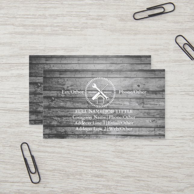 Carte De Visite Outils de charpentier constructeur professionnel m (Devant/Arrière en situation)