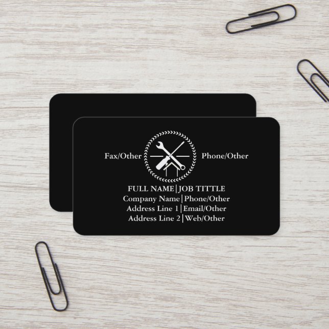 Carte De Visite Outils de charpentier constructeur professionnel m (Devant/Arrière en situation)