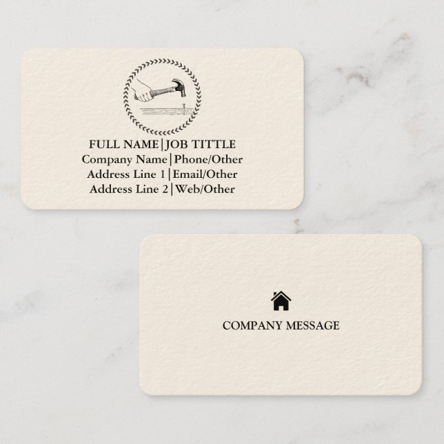 Carte De Visite Outils de charpentier constructeur professionnel m (Devant / Derrière)