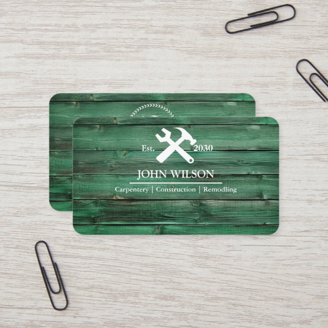 Carte De Visite Outils de charpentier constructeur professionnel m (Devant/Arrière en situation)